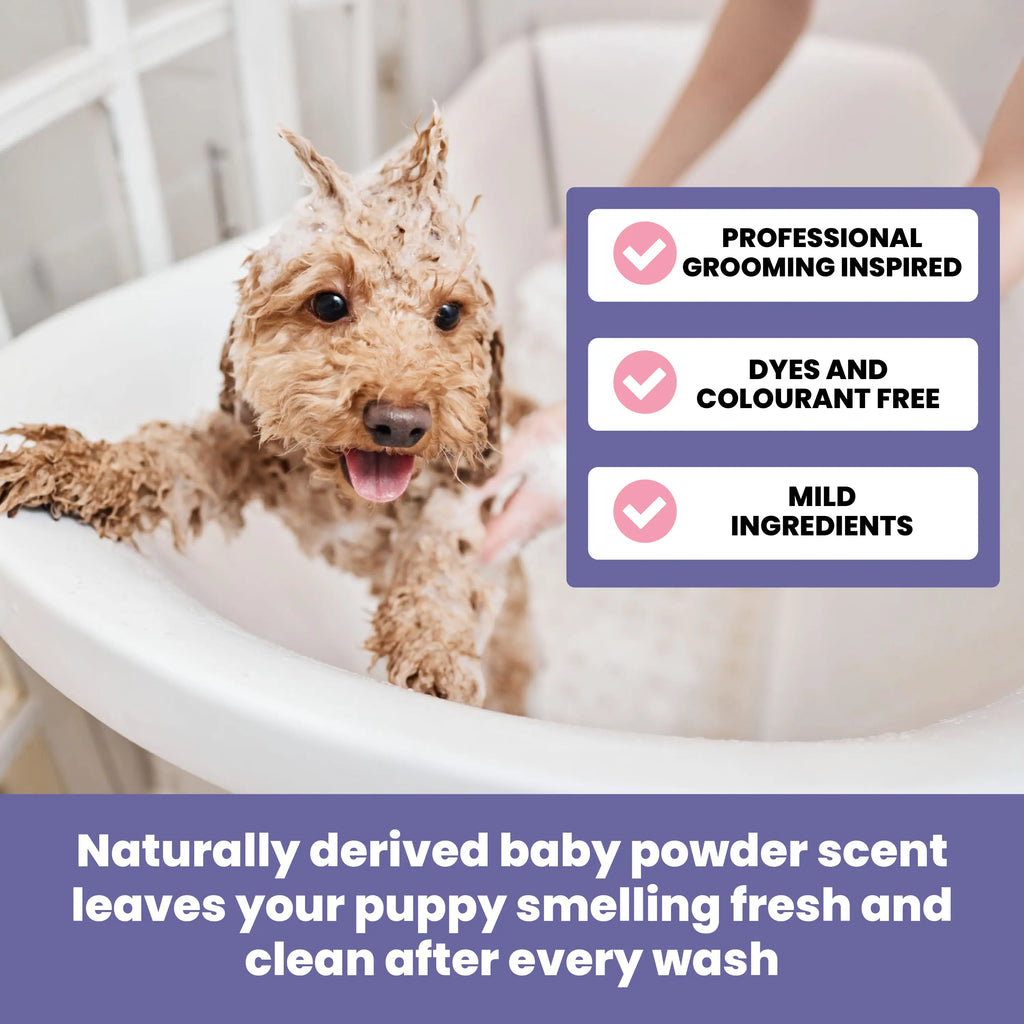 Baby Powder Puppy Shampoo for Sensitive Skin – 1L Mutts and Moggs